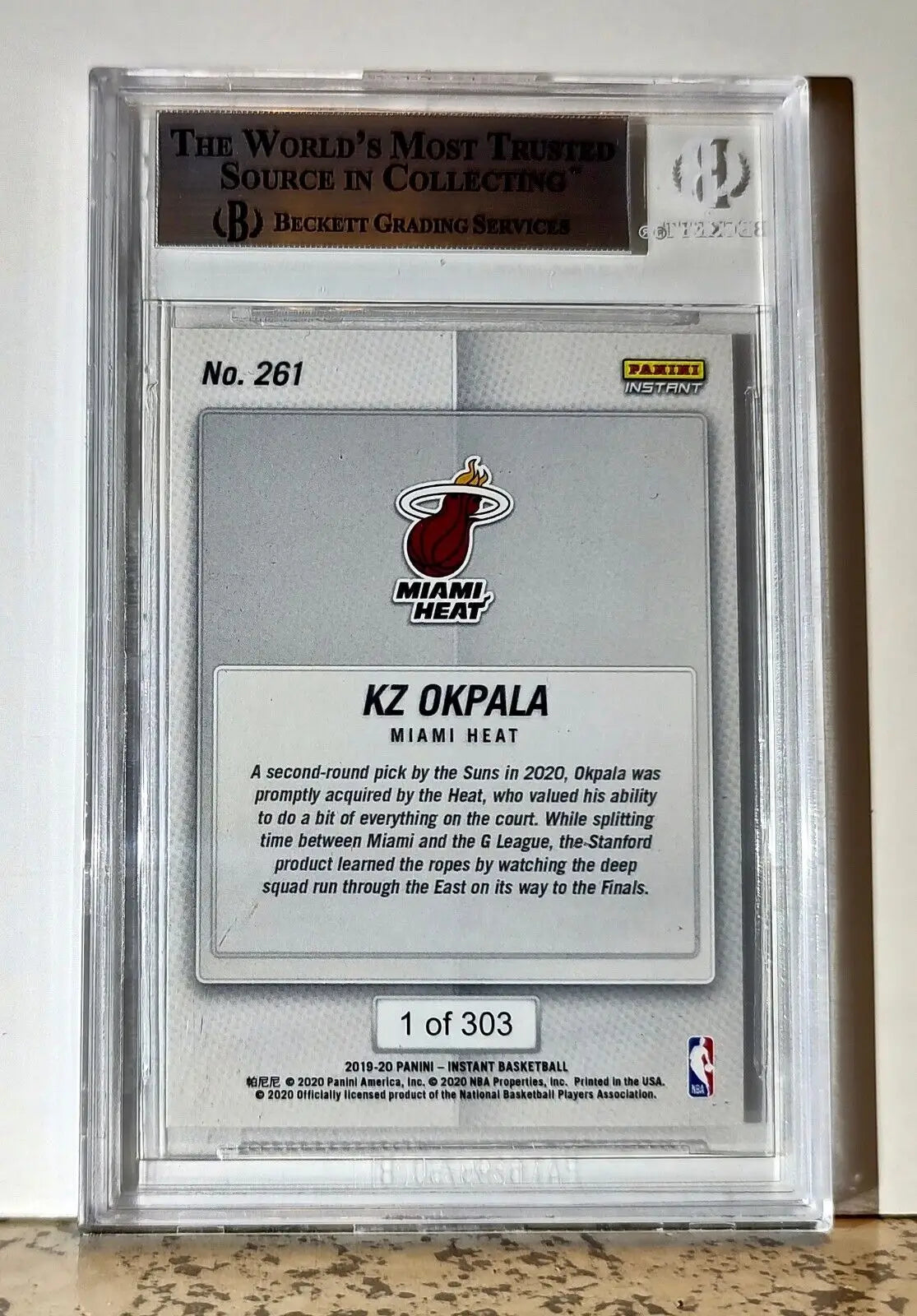KZ Okpala 2019-20 Panini NBA #261 Rookie Basketball 1 of 303 BGS 9 Mint Heat - Basketball Card Single