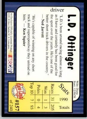 L.D. Ottinger - 1991 Maxx - #157 - Racing - Racing Card Single