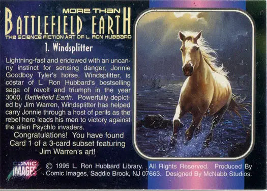 Trading card of Windsplitter from Battlefield Earth, part of L Ron Hubbard’s collection