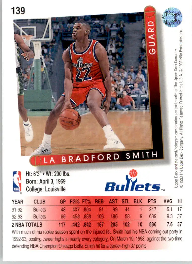 LaBradford Smith - 1993-94 Upper Deck - #139 - Basketball - Basketball Card Single
