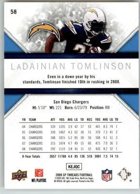 LaDainian Tomlinson - 2009 SP Threads - #58 - Football - Football Card Single