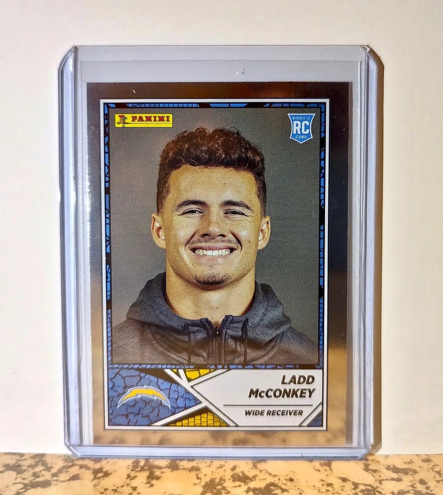 Ladd McConkey 2024 Panini NFL #86 Silver Foil Rookie Sticker Card LA Chargers