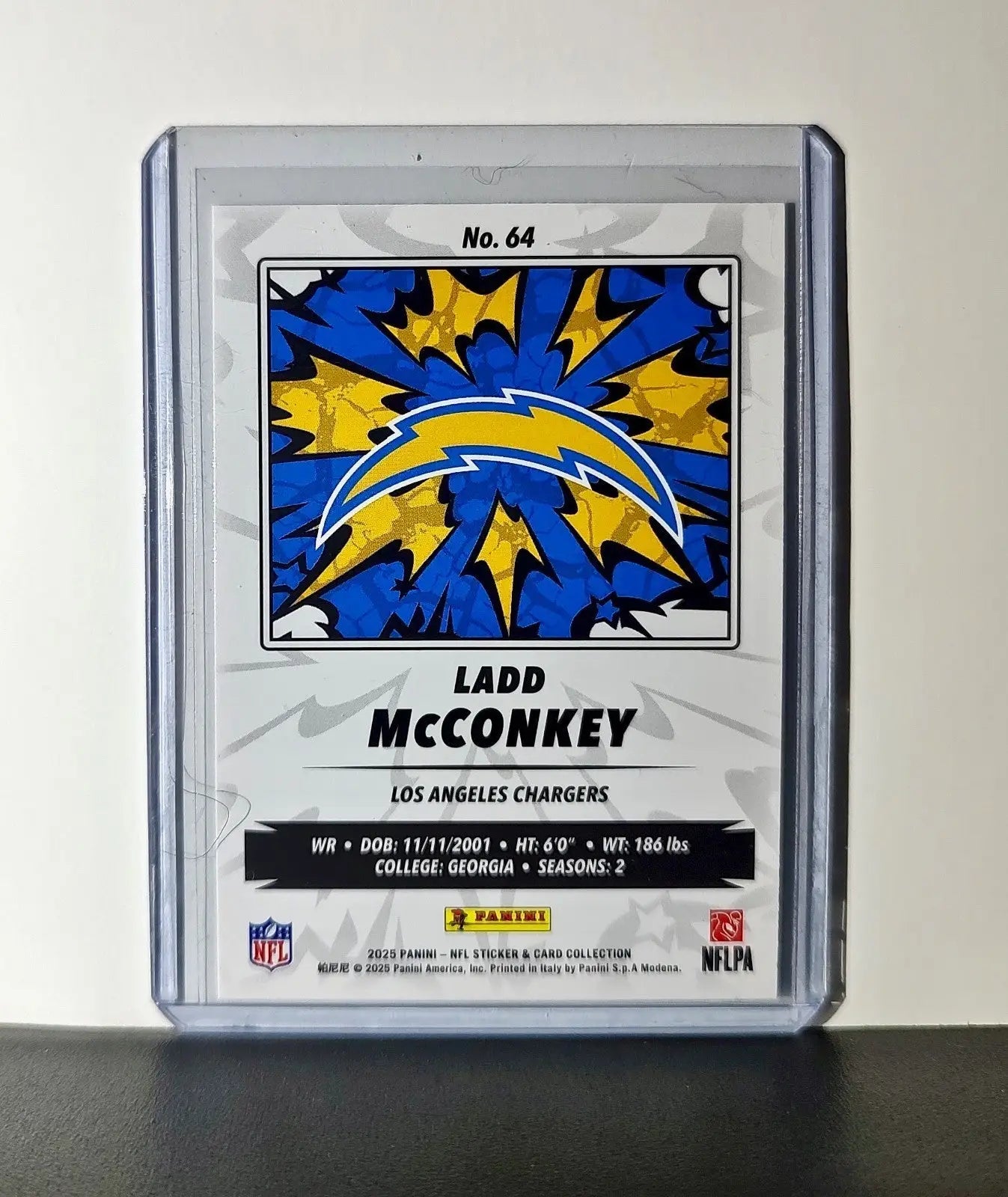 Ladd McConkey 2025 Panini NFL #64 Sticker Card Los Angeles Chargers