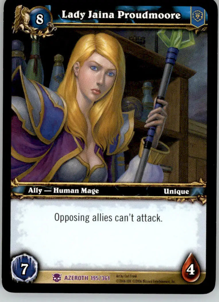 Lady Jaina Proudmoore - Heroes of Azeroth - 195 - NM World of Warcraft - Non-Sports Card Single