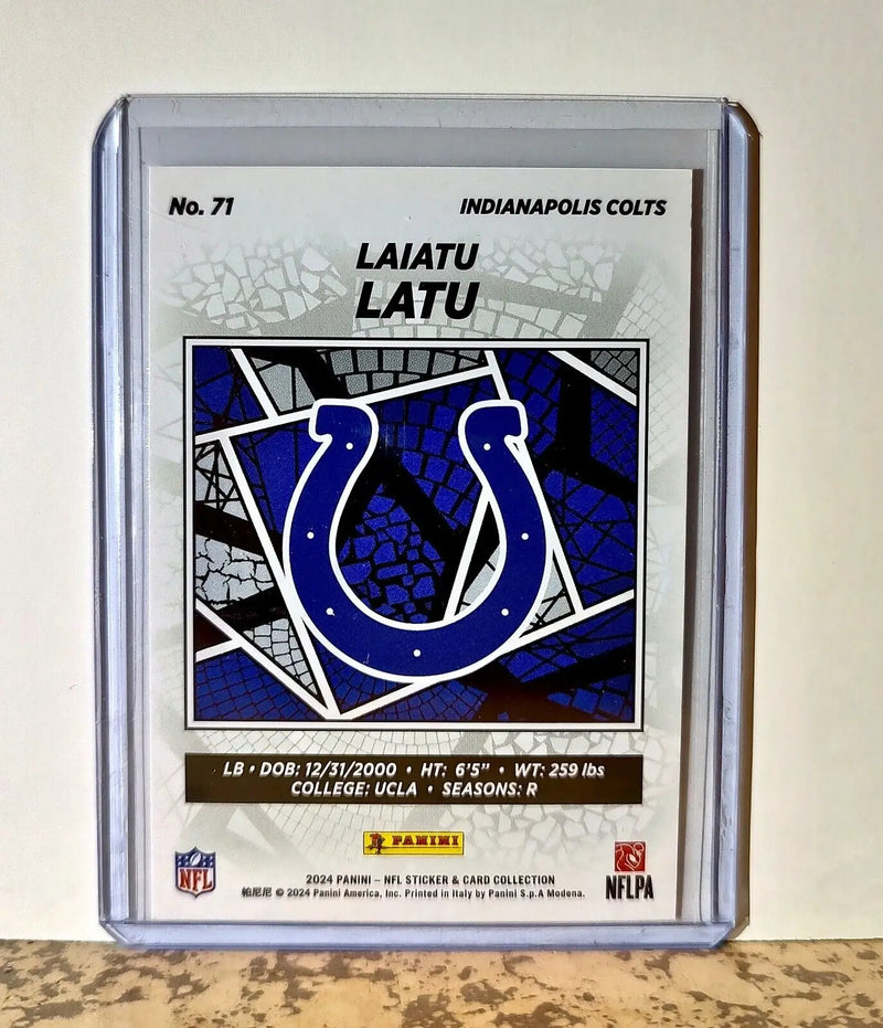 Laiatu Latu 2024 Panini NFL #71 Rookie Sticker Card Indianapolis Colts - Football Card Single