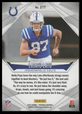 Laiatu Latu Rookie 2024 Panini Phoenix #217 Indianapolis Colts