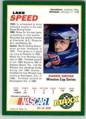 Lake Speed - 1993 Maxx - #83 - Racing - Racing Card Single