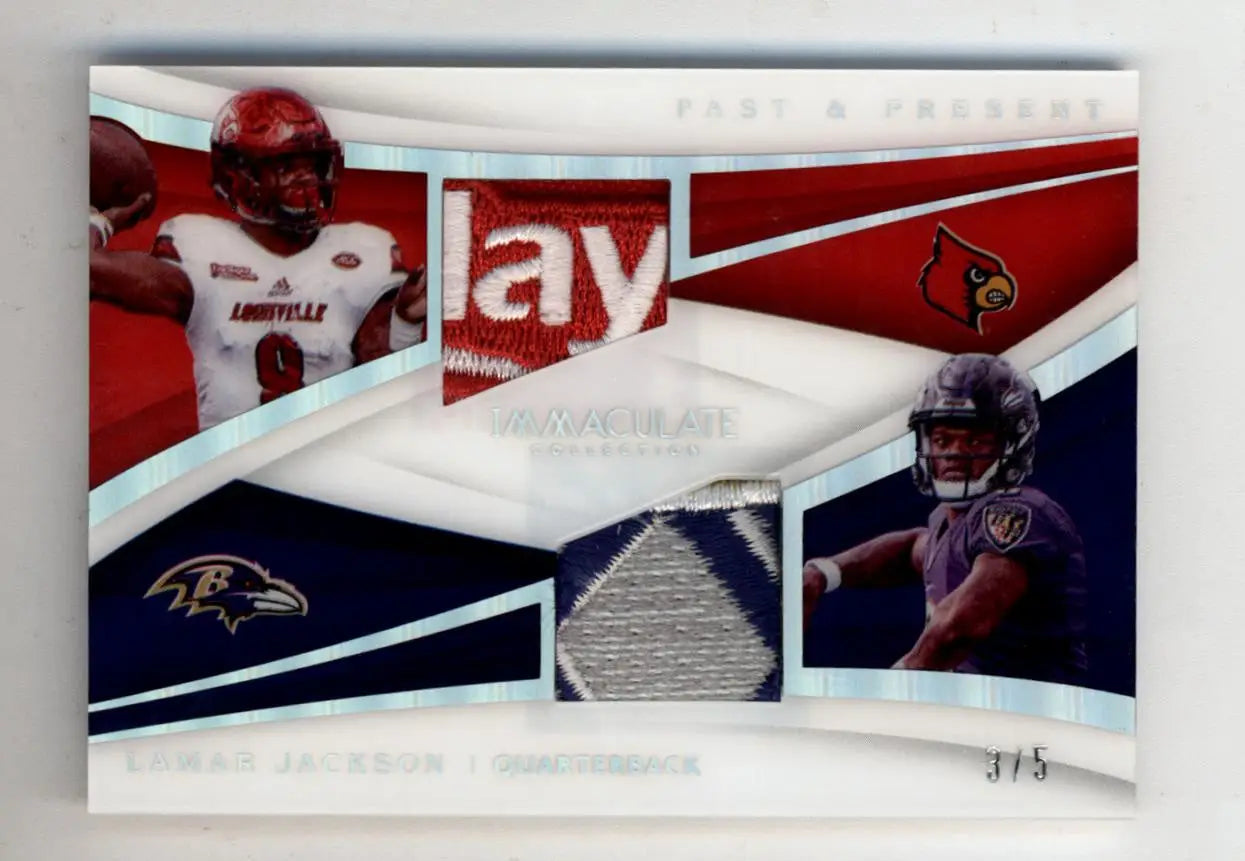 Lamar Jackson 2018 Immaculate Collection Past and Present Relic 3/5 - Football Card Single