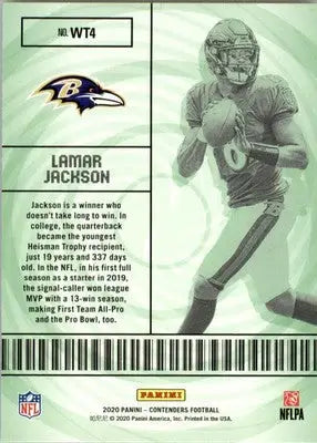 Lamar Jackson - 2020 Panini Contenders - #WT4 - Winning Ticket Football - Football Card Single