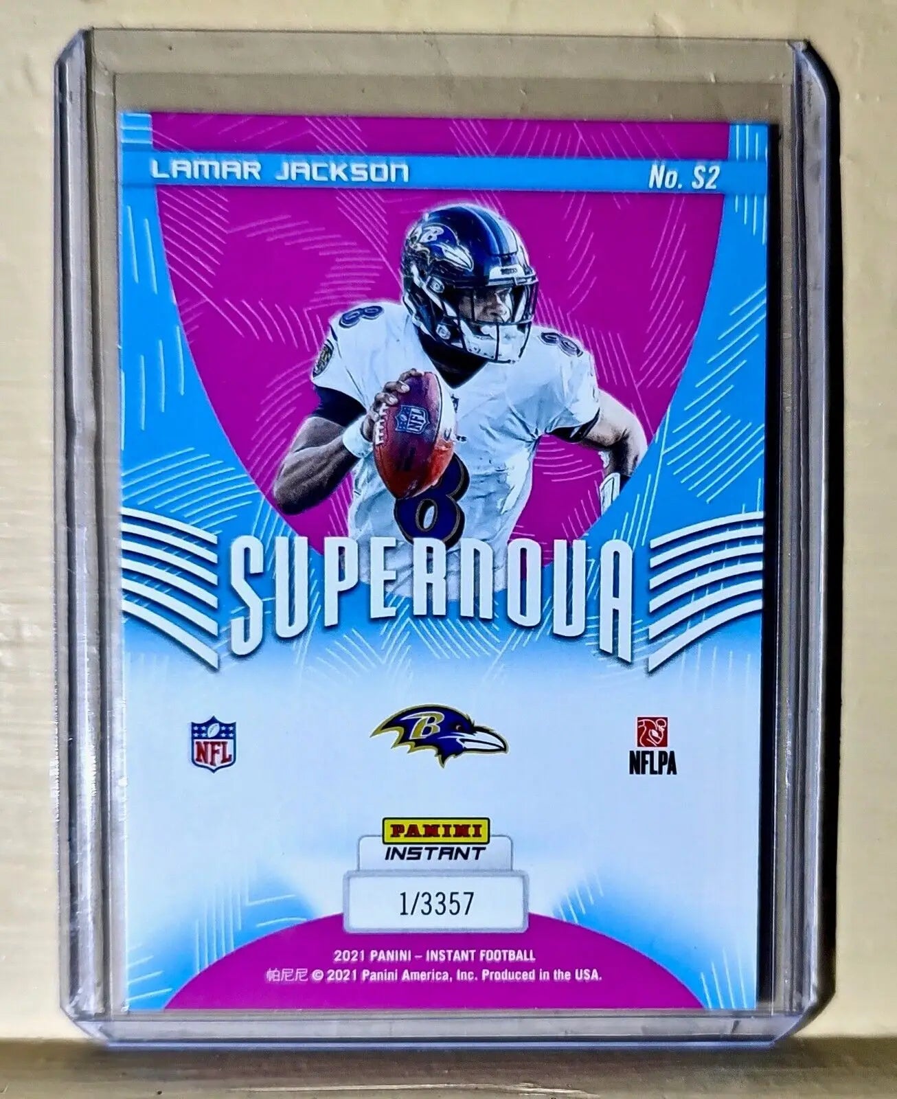 Lamar Jackson 2021 Panini NFL Instant Supernova #2 Football Card 1 of 3357