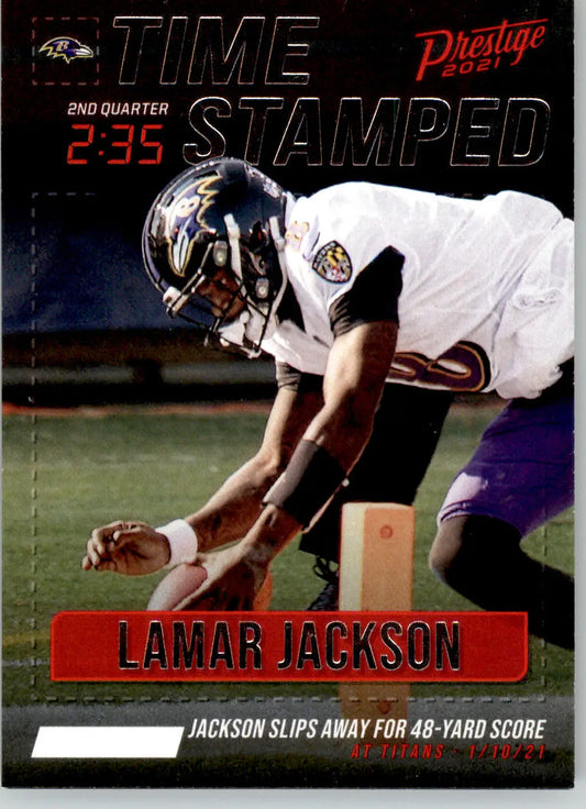 Lamar Jackson - 2021 Panini Prestige - #TS-LJ - Time Stamped Football - Football Card Single