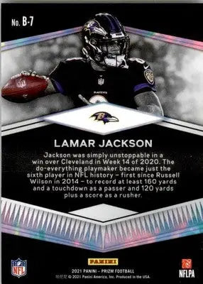 Lamar Jackson - 2021 Panini Prizm - #B-7 - Brilliance Football - Football Card Single