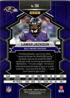 Lamar Jackson - 2023 Panini Mosaic - #260 - Football - Football Card Single