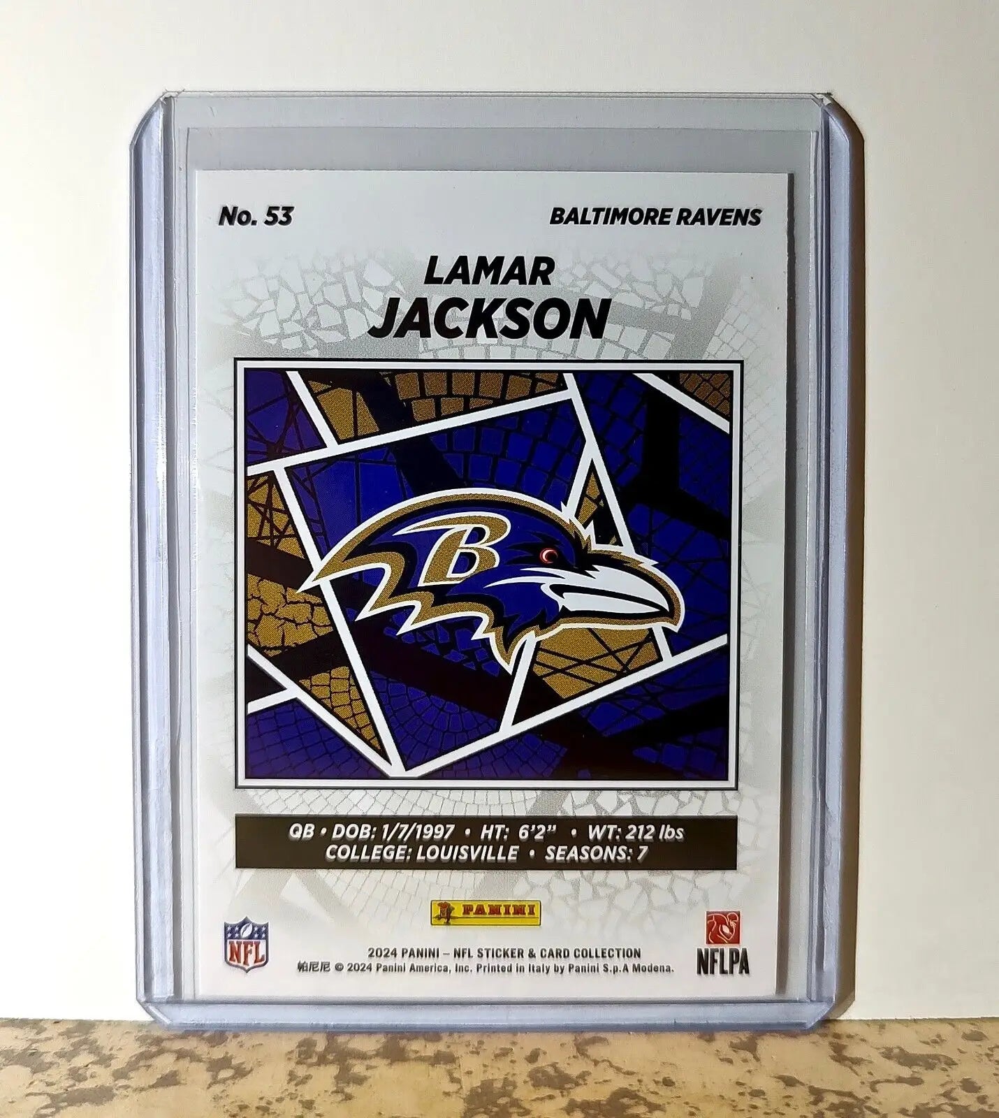 Lamar Jackson 2024 Panini NFL #53 Sticker Card Baltimore Ravens