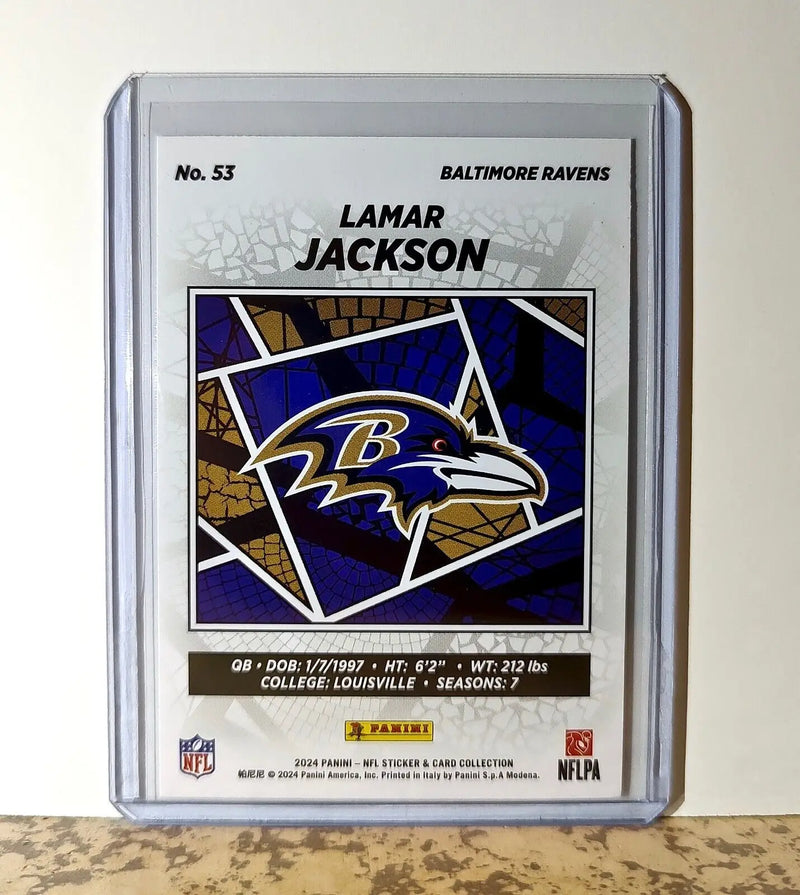 Lamar Jackson 2024 Panini NFL #53 Sticker Card Baltimore Ravens
