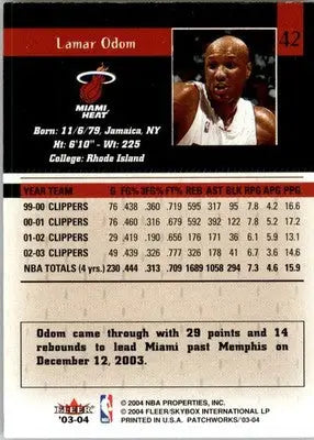 Lamar Odom - 2003-04 Fleer Patchworks - #42 - Basketball - Basketball Card Single