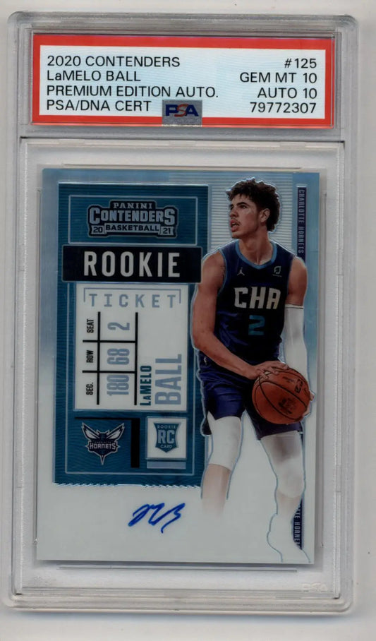 LaMelo Ball 2020-21 Contenders Premium Edition Auto #125 PSA 10 Gem Mint Auto 10 - Basketball Card Single