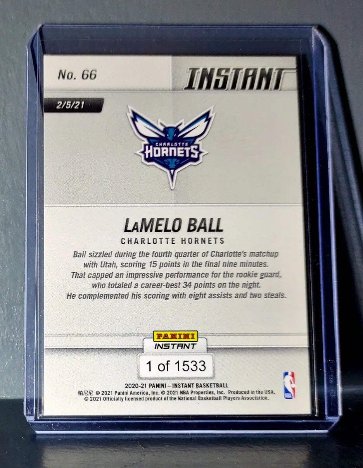 Lamelo Ball 2020-21 Panini NBA Instant #66 Rookie Basketball Card 1 of 1533 - Basketball Card Single