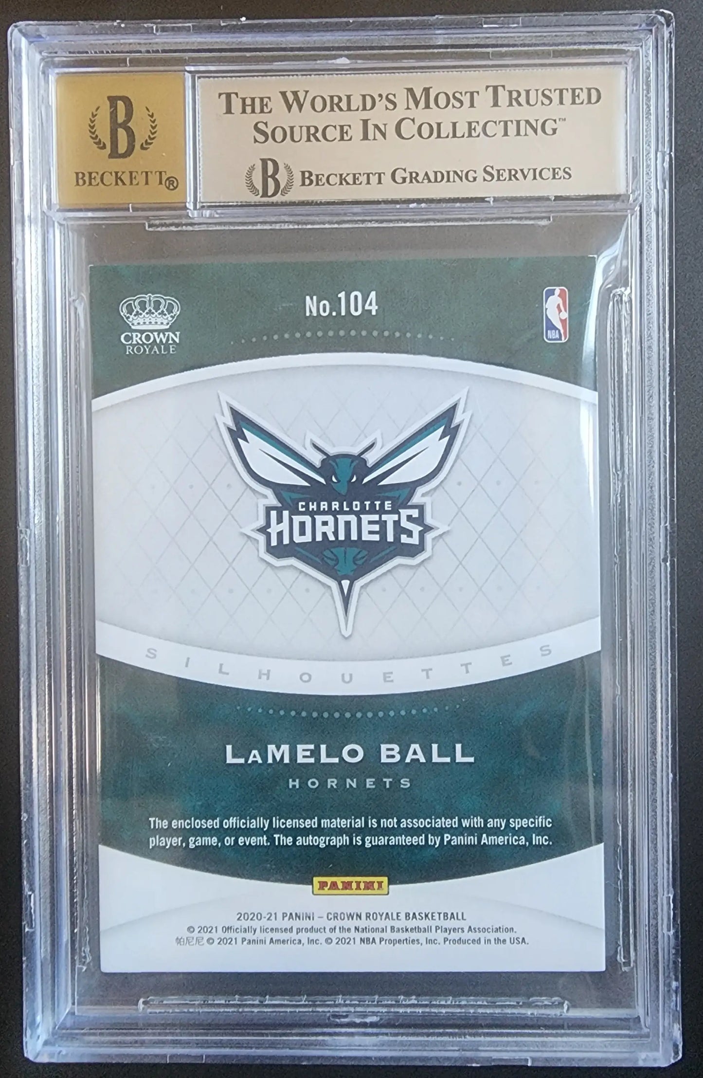 LaMelo Ball 2020 Crown Royale Jersey Auto #72/199 BGS 8.5 Auto 10 - Basketball Card Single