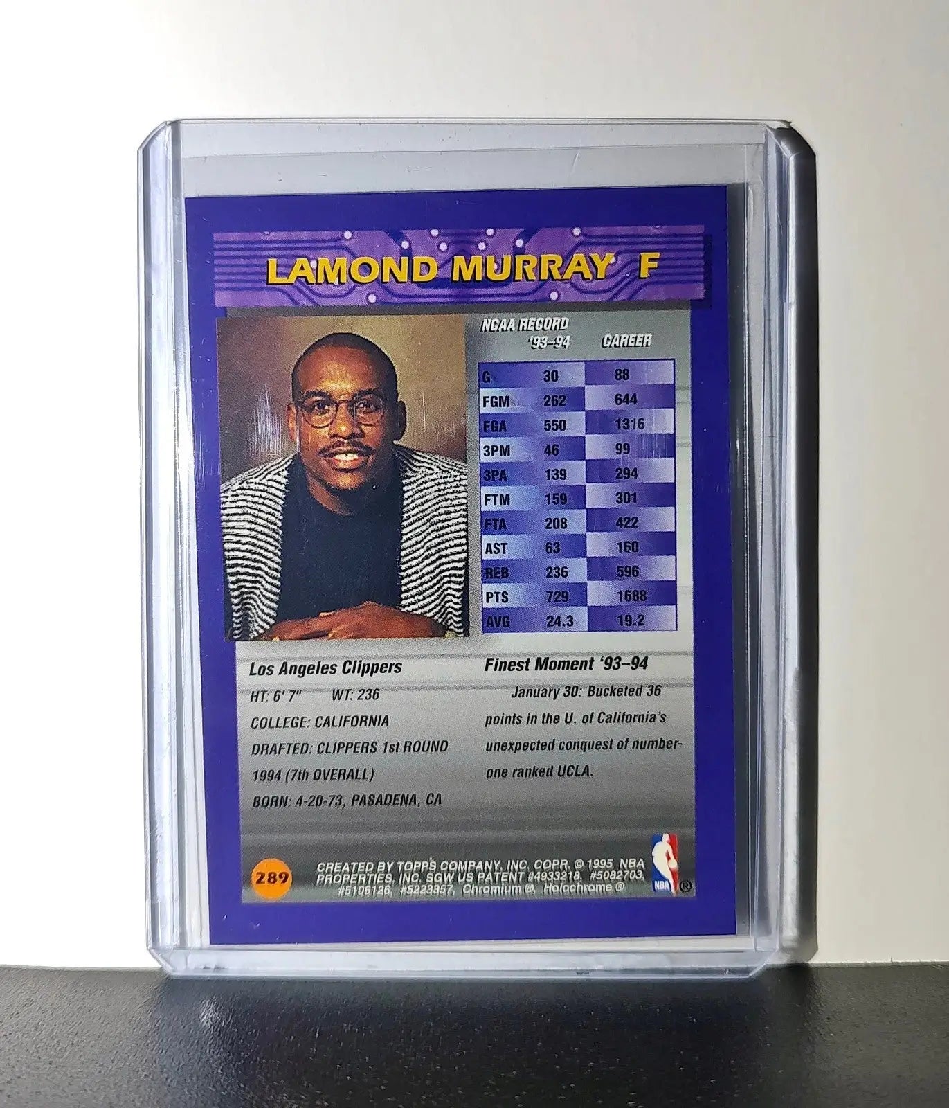 Lamond Murray Rookie 1994-95 Topps Finest #289 Card - Basketball Card Single