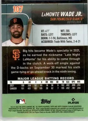 LaMonte Wade Jr. - 2022 Stadium Club Chrome - #107 - Baseball - Baseball Card Single
