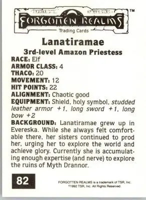 Lanatiramae - 1992 TSR Advanced Dungeons & Dragons - #82 - Non_sport - Non-Sports Card Single