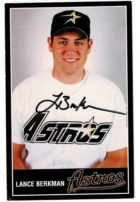 Lance Berkman (1995) Houston Astros Team Issue Baseball Postcard AUTO JSA - Baseball Card Single
