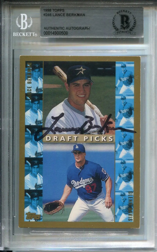 Lance Berkman Signed 1998 #246 Topps Houston Astros RC Autograph BAS AUTO - Baseball Card Single