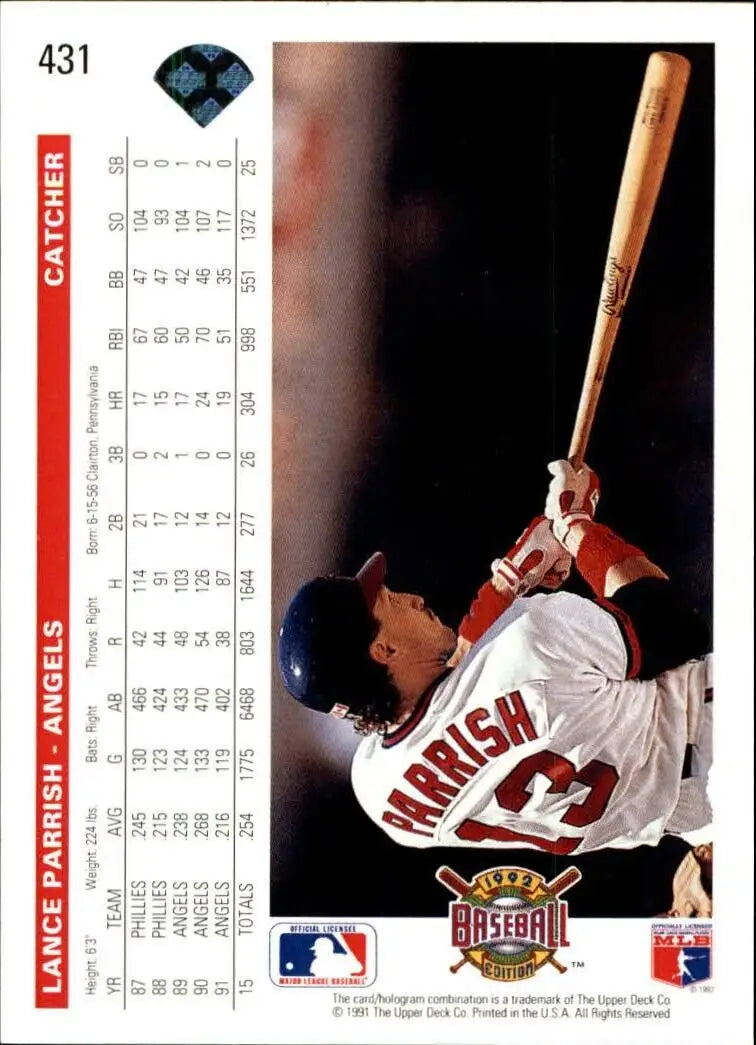 Lance Parrish 1992 Upper Deck MLB #431 Baseball Card California Angels