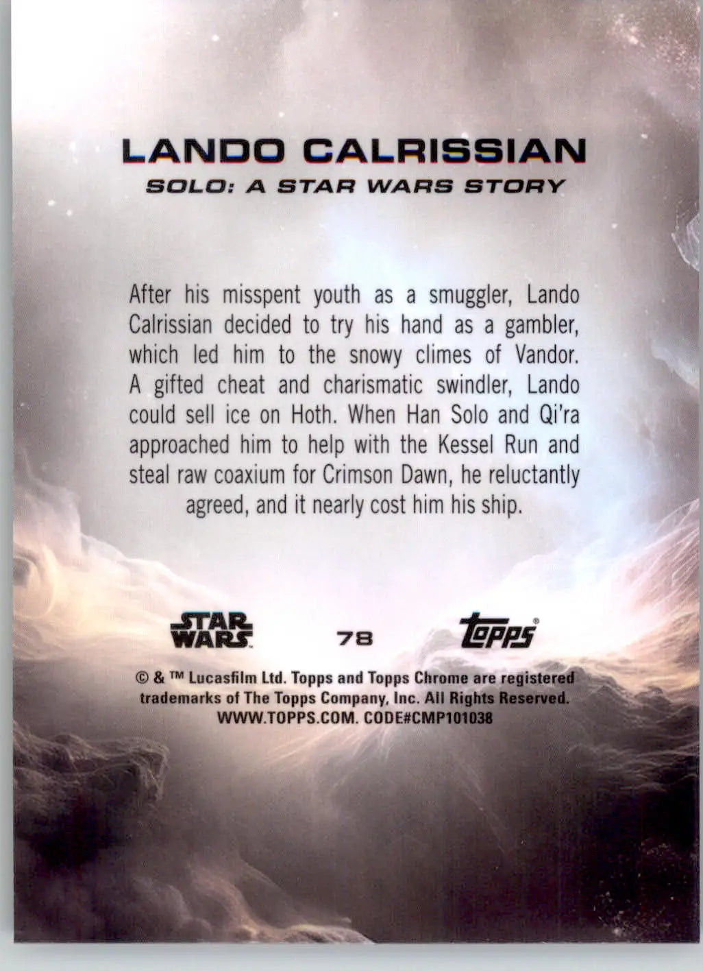 Lando Calrissian - 2025 Topps Chrome Sapphire Edition Star Wars - #78