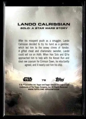 🌟 Lando Calrissian, 2025 Topps Chrome Star Wars #78 🌟 - Star Wars Card Single