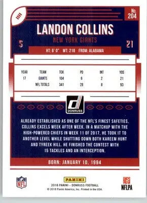 Landon Collins - 2018 Donruss - #204 - Football - Football Card Single