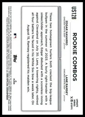 Lane Ramsey / Edgar Navarro RCOM RC 2024 Topps Update #US128 Chicago White Sox - Baseball Card Single