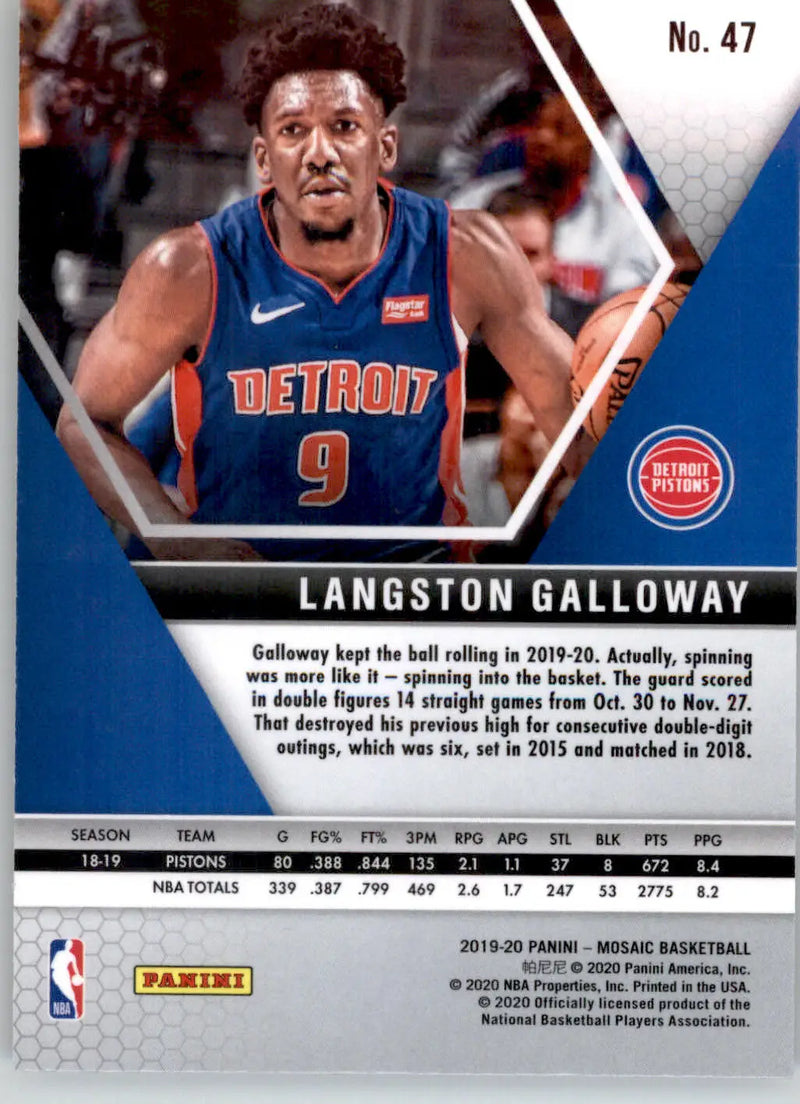 Langston Galloway - 2019-20 Panini Mosaic - #47 - Basketball - Basketball Card Single