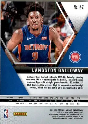 Langston Galloway - 2019-20 Panini Mosaic - #47 - Basketball - Basketball Card Single