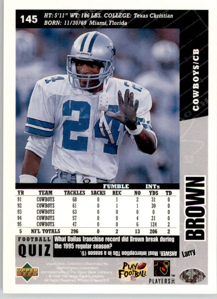Larry Brown - 1996 Collector’s Choice - #145 - Football - Football Card Single