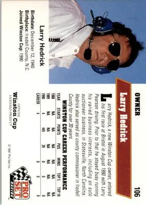 Larry Hedrick - 1991 Pro Set - #106 - RC Racing - Racing Card Single