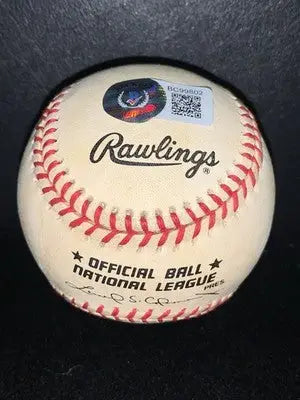 Official National League Rawlings baseball with authentication stickers for Larry Holmes autographed single signed memorabilia
