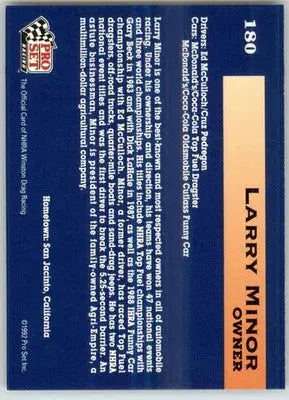 Larry Minor - 1992 Pro Set NHRA - #180 - Racing - Racing Card Single