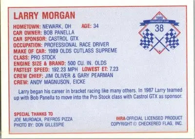 Larry Morgan - 1989 Checkered Flag IHRA - #38 - Racing - Racing Card Single