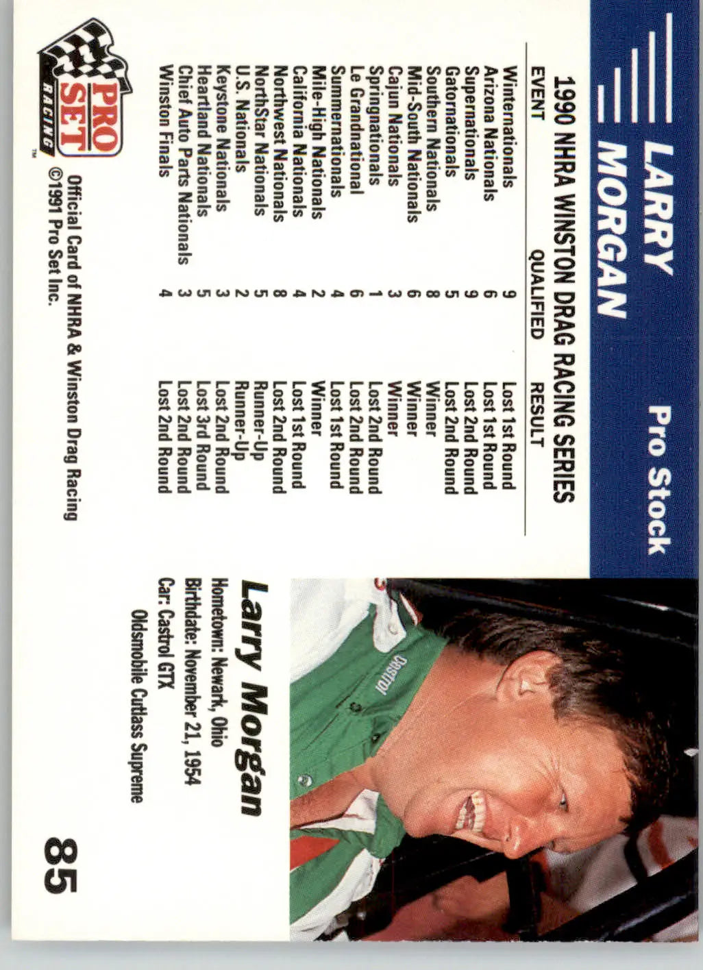Larry Morgan’s Car - 1991 Pro Set NHRA - #85 - Racing - Racing Card Single