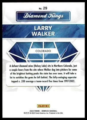 Larry Walker 2023 Donruss Diamond Kings #29 Colorado Rockies - Baseball Card Single