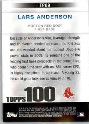 Lars Anderson - 2010 Bowman - #TP69 - AUTO Topps 100 Prospects Baseball - Baseball Card Single