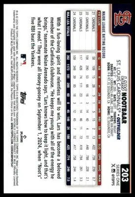 Lars Nootbaar 2025 Topps #203 St. Louis Cardinals - Baseball Card Single