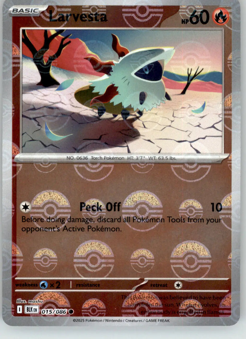 Larvesta - Poke Ball Pattern - Black Bolt - 015/086 - Holo NM Pokemon