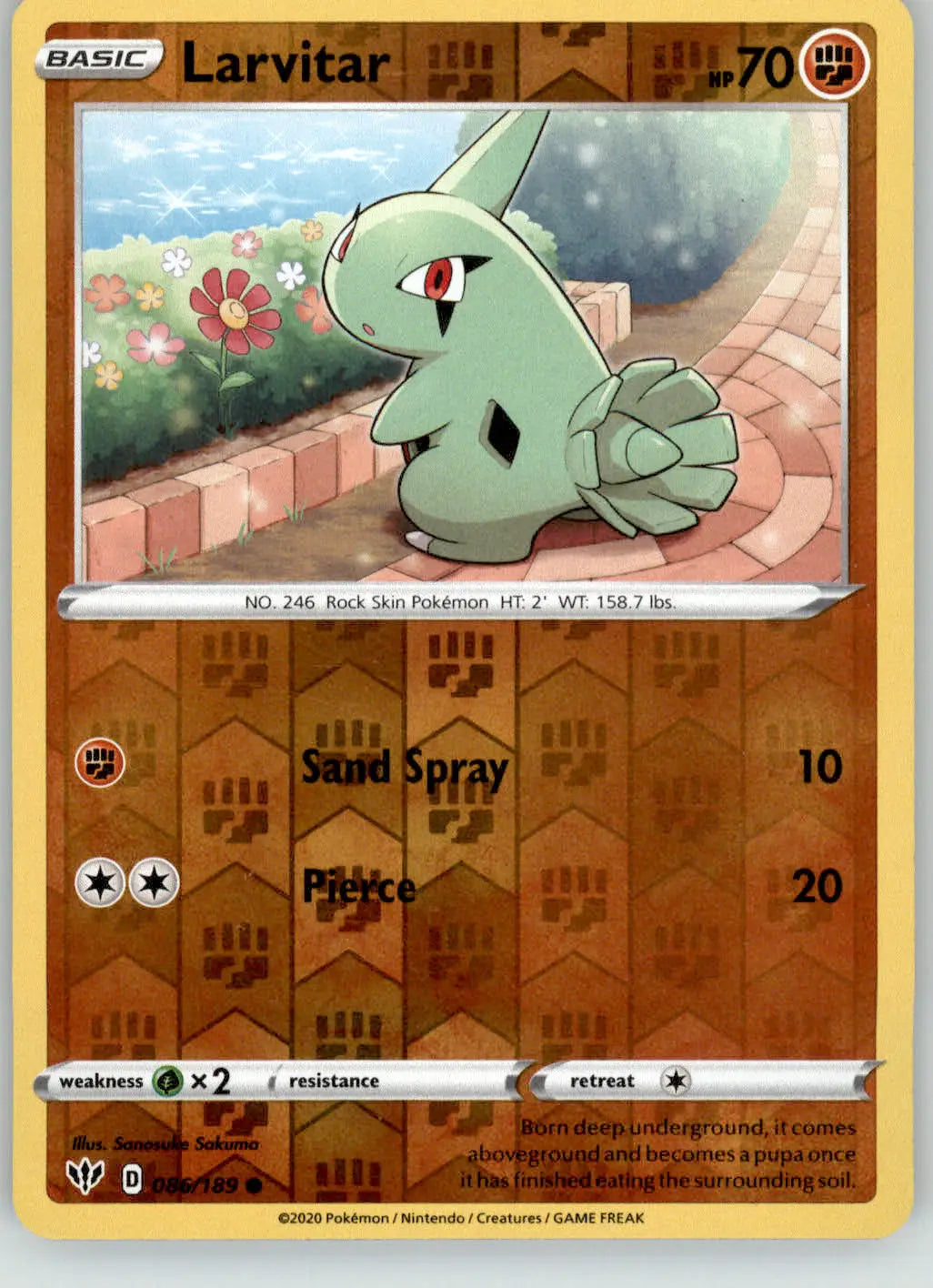 Larvitar - Darkness Ablaze - 086/189 - Reverse Holo LP Pokemon - Pokémon Card Single
