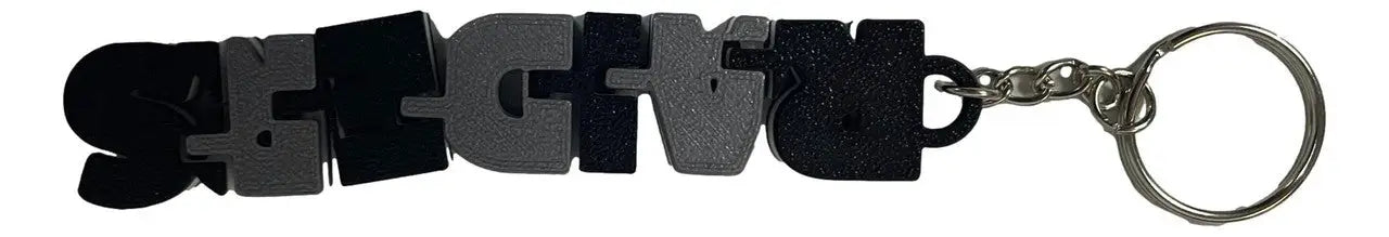 Black and gray las vegas raiders flexible keychain with metal keyring and chain