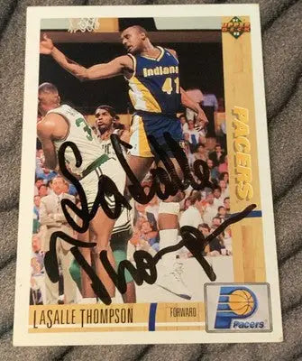 Autographed LaSalle Thompson Indiana Pacers basketball card with JSA certification from Upper Deck