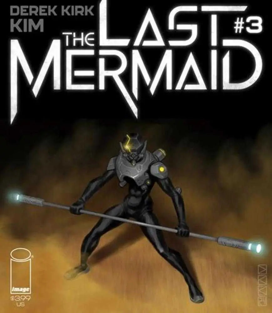 Armored figure in combat stance with glowing staff from Last Mermaid #3 trading cards