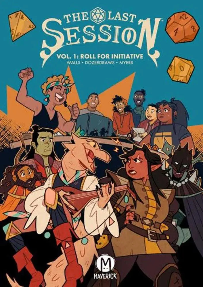 Comic book cover with diverse characters for Last Session TPB Volume 01 Roll For Initiative